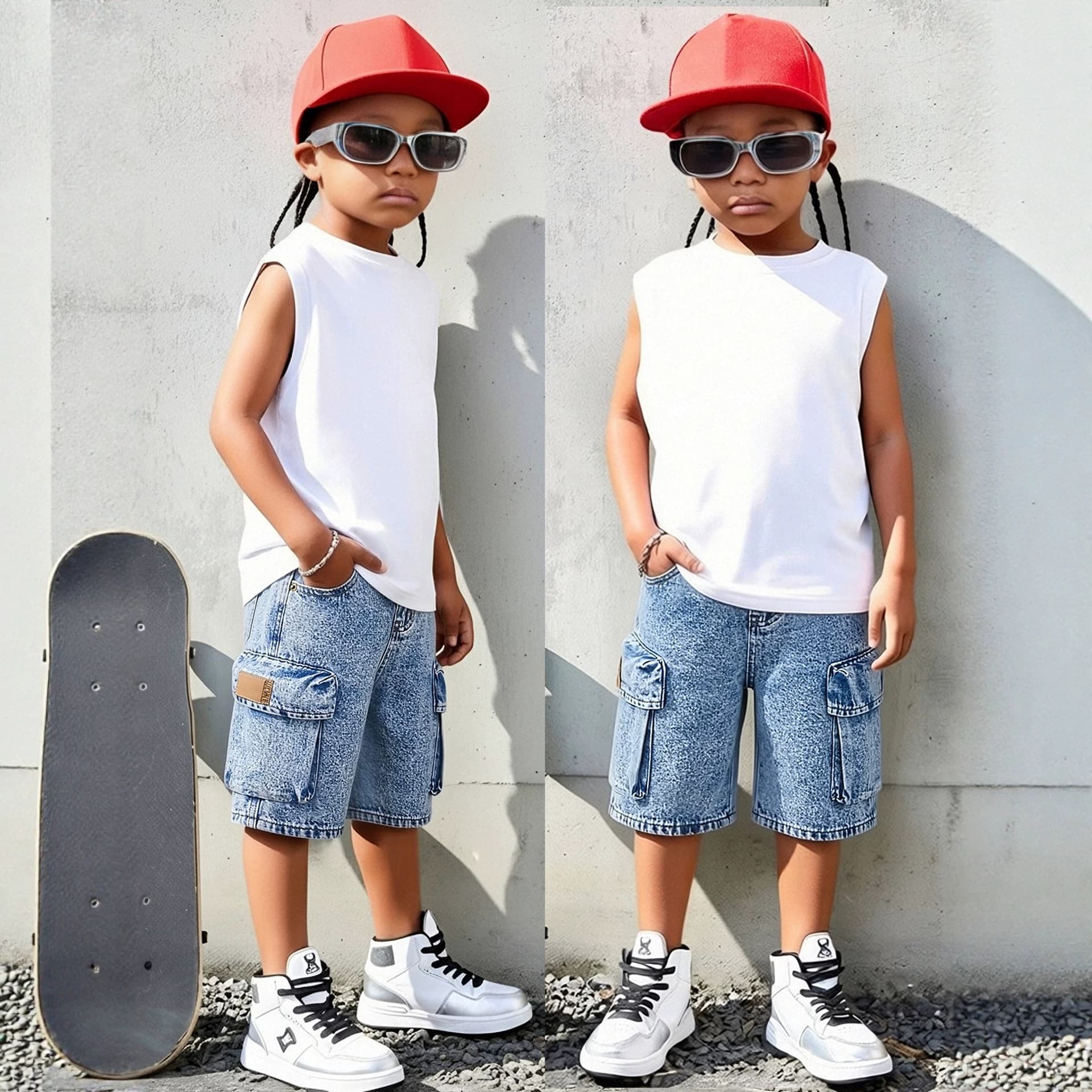 Denim Factory Kids' Mid-Length Pants, Summer Zipper Elastic Waist Boys' Work Pants, Export Wholesale Children's Denim Shorts