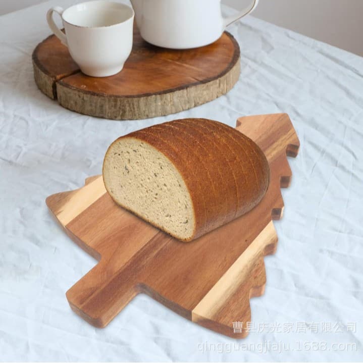 Customized acacia wood Japanese-style tea tray, home coffee shop tray, Christmas tree cup holder, wooden plate, fruit and candy tray