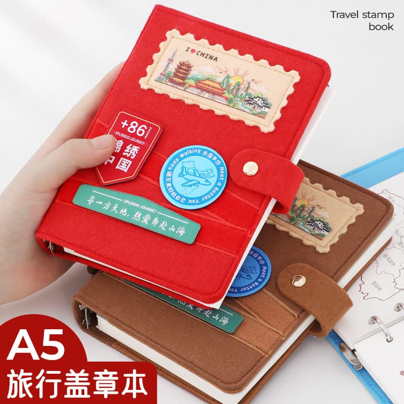 Felt Stamp Book Travel City Check-in Album Scenic Spot Stamp Collection Notebook Creative Stamp Collecting Book Wholesale