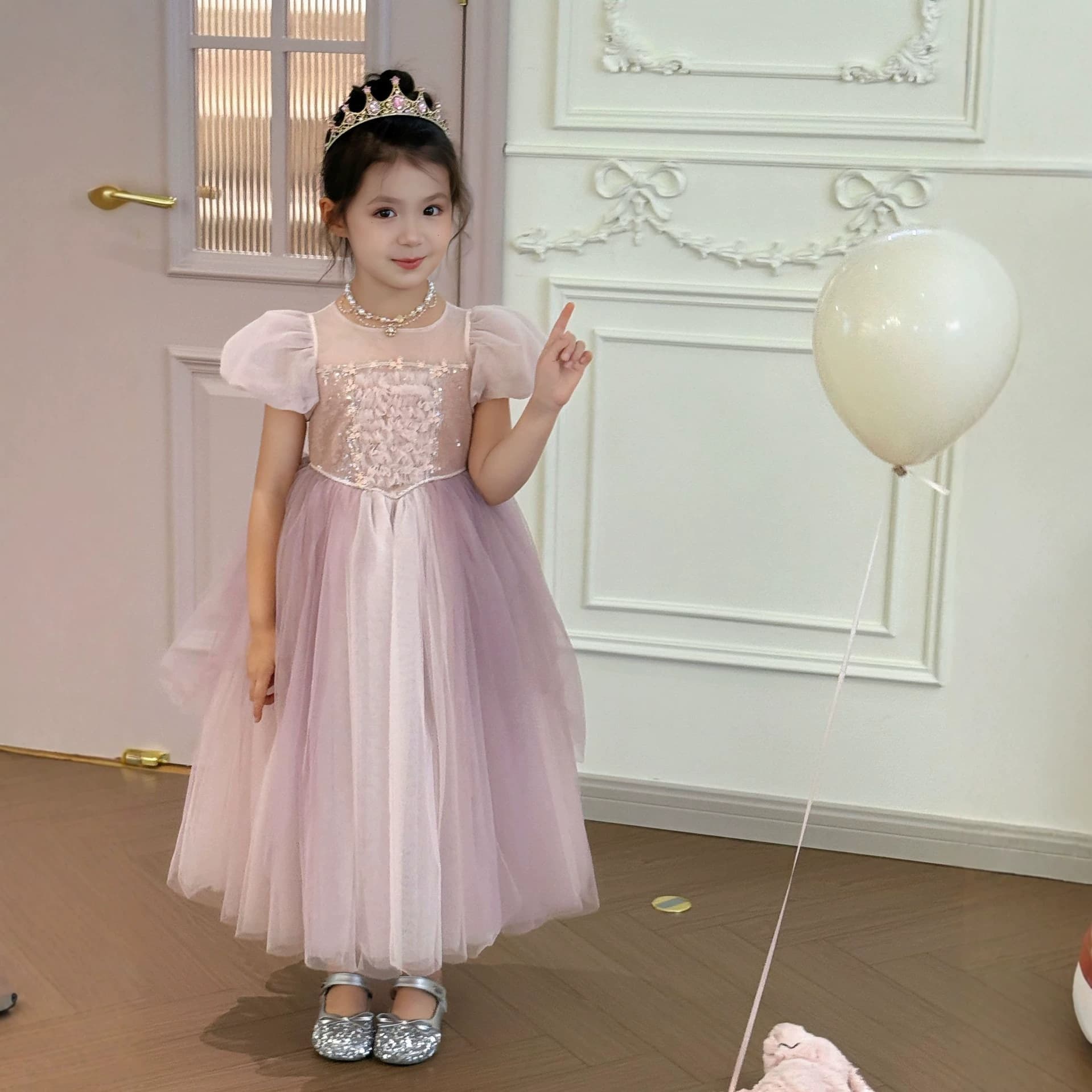 Rapunzel Birthday Bubble Princess Dress for Girls, Spring/Summer/Fall Glowing Tulle Dress, New Year Children's Gown