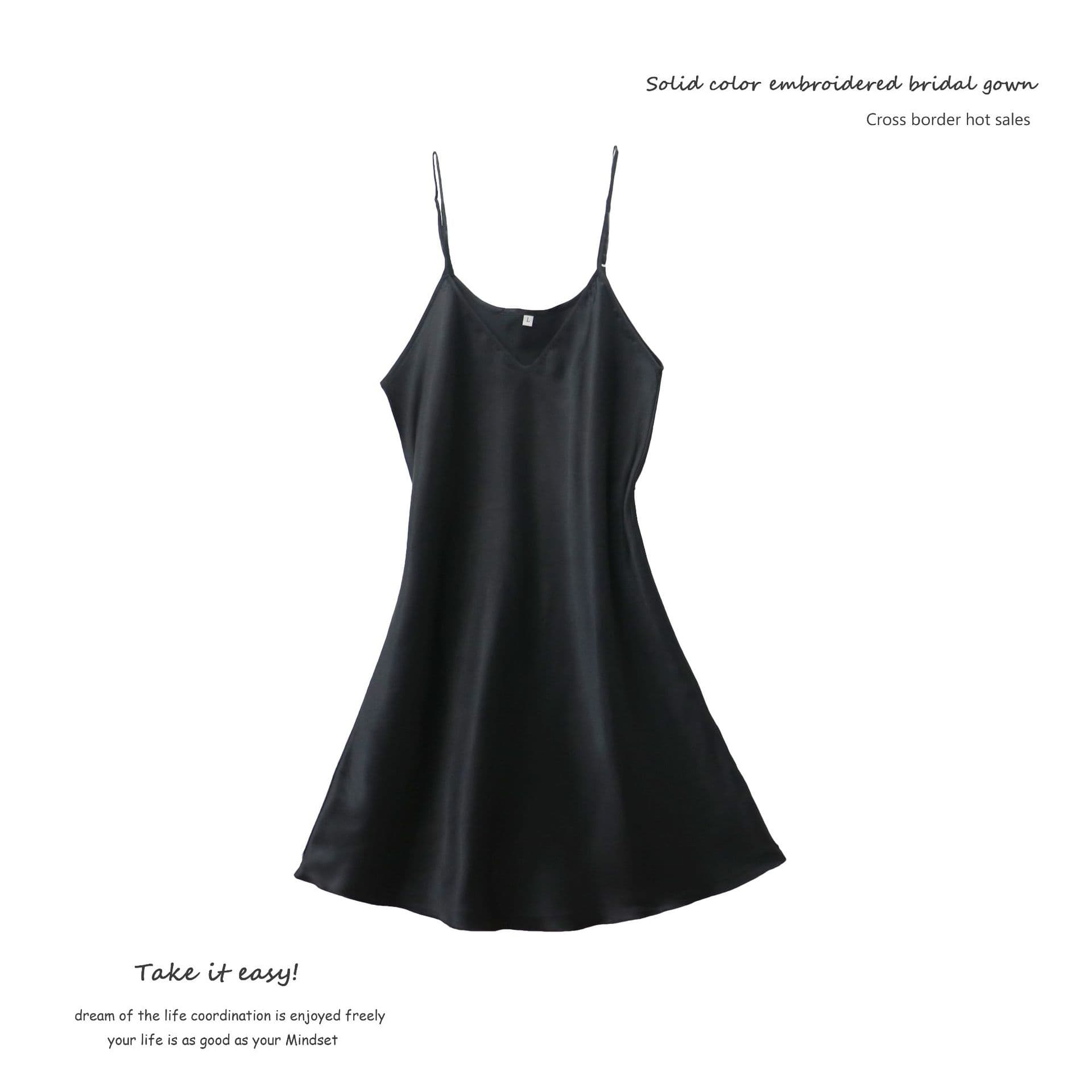 Women's Nightdress Summer Ice Silk Thin Sexy Backless Spaghetti Strap Pajamas Can Be Worn Outerwear for a High-End Plus Size Solid Color Loungewear