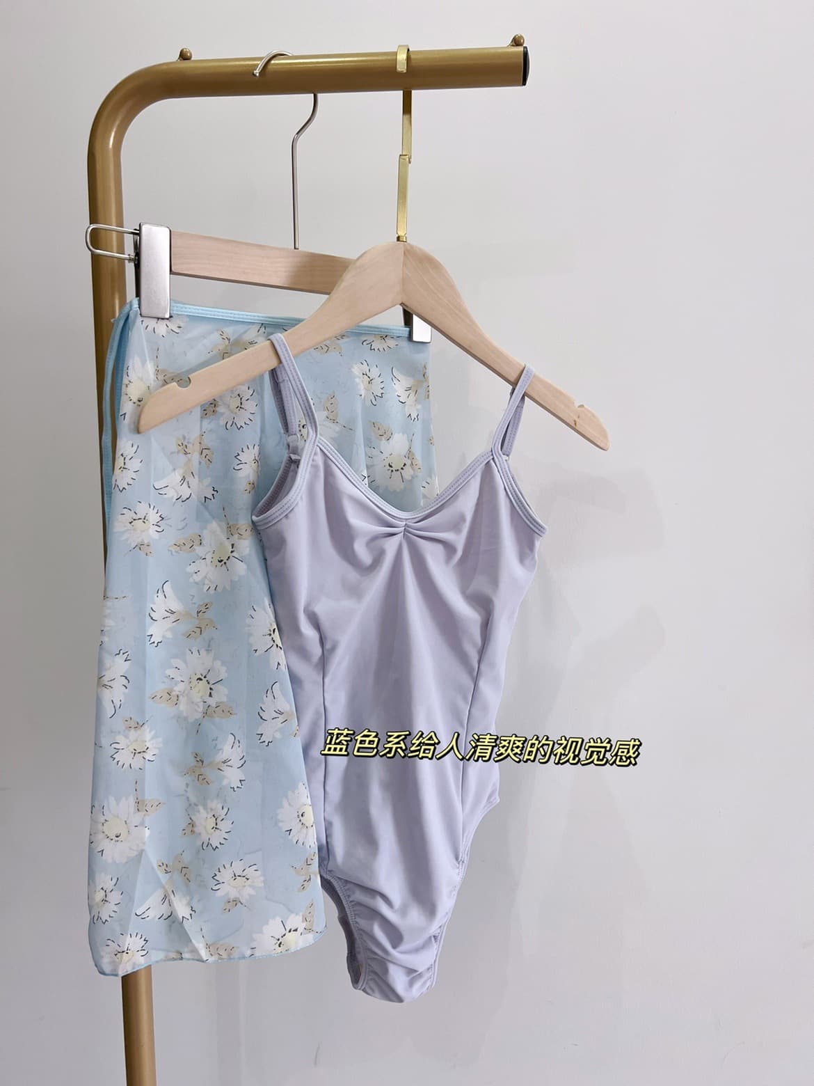 Adult dance practice outfit, women's one-piece printed chiffon skirt with tie-up design, teacher style.