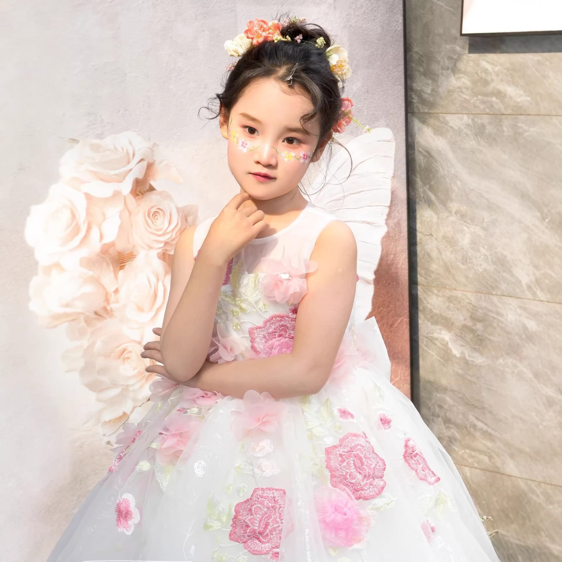 Girls' High-End French Forest-Style Birthday Flower Girl Little Host Piano Performance Dress Children's Princess Gown