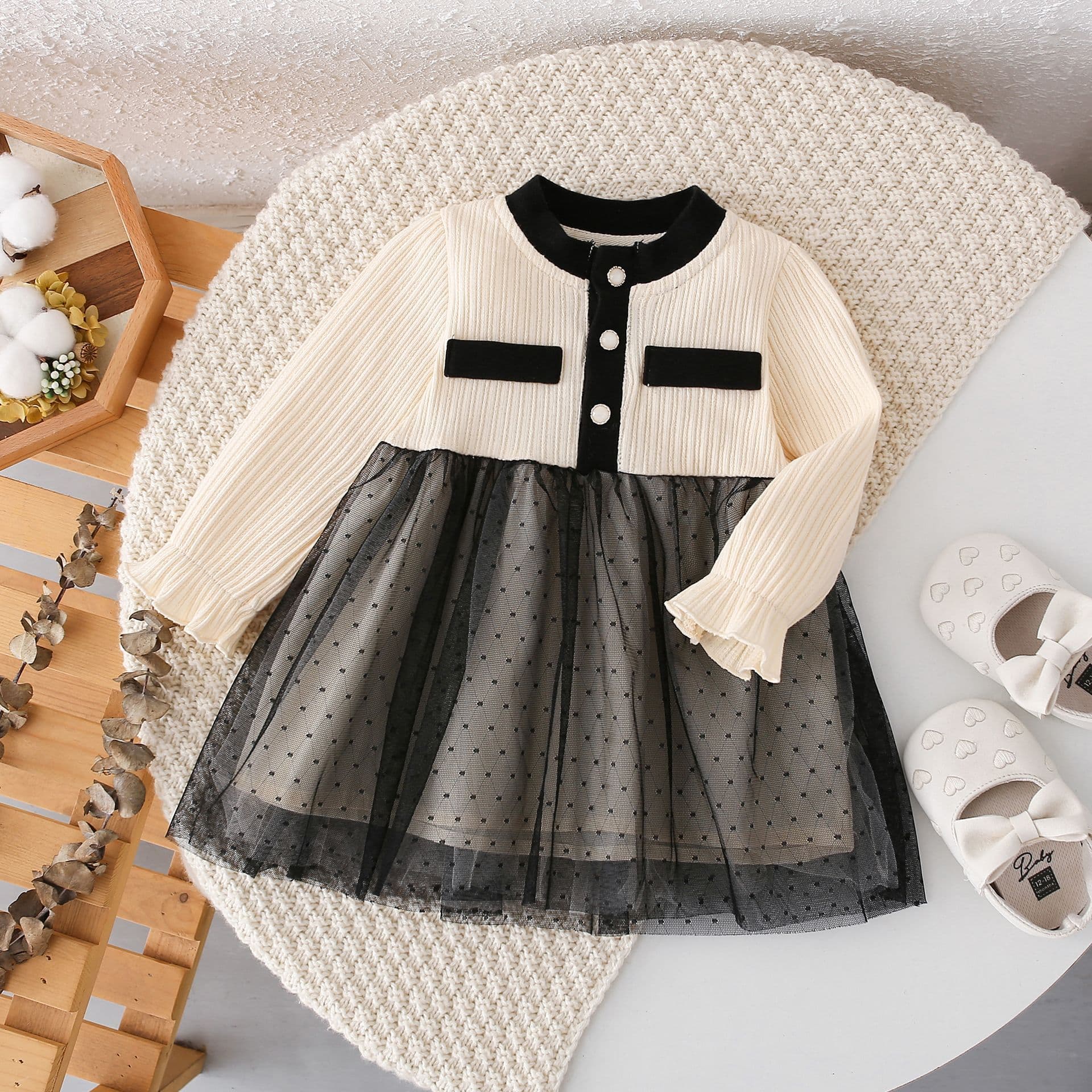 Girls' dresses Korean version 1-5 years old spring and autumn new style one-year-old dress children's princess dress mesh skirt