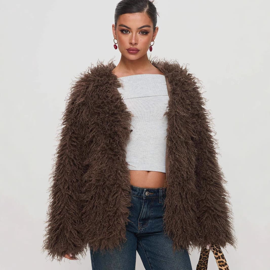 2026 European and American Fashion Faux Fur Coat Faux Fur Jacket Women's Outerwear Plus Size Women's Top