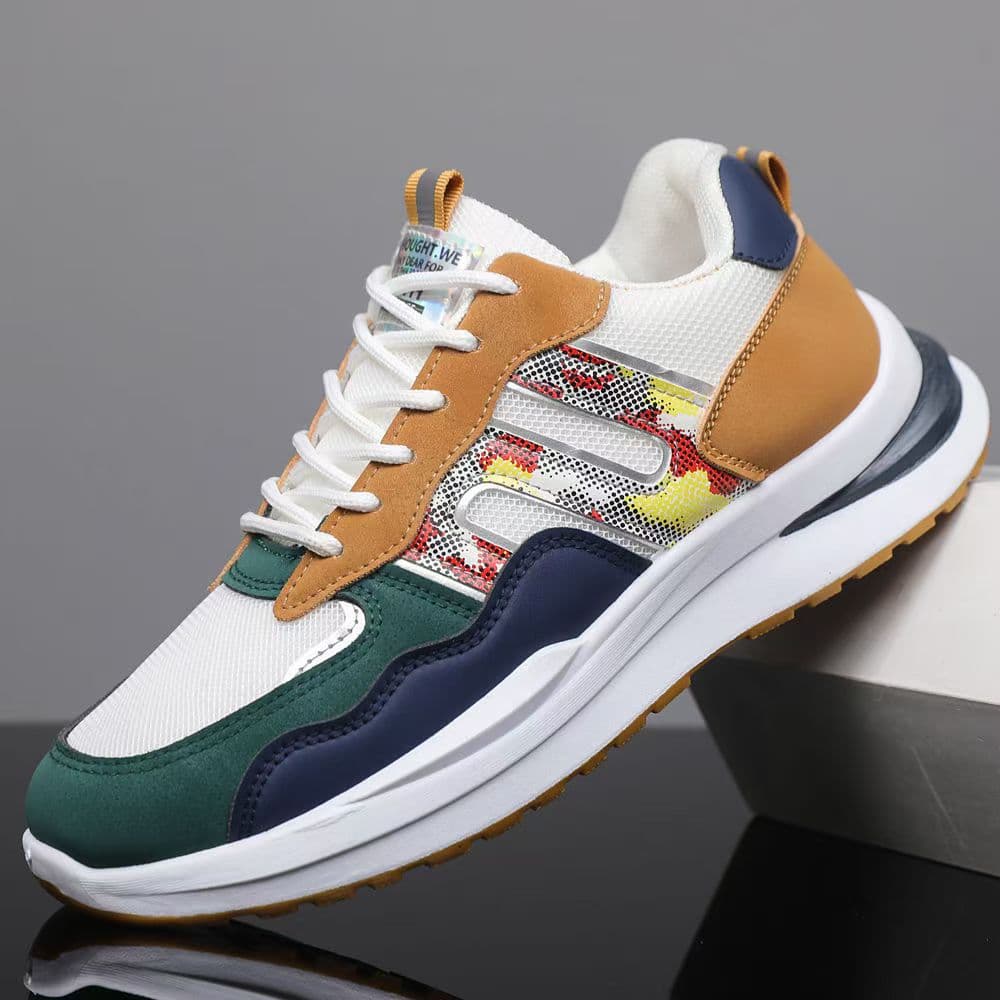 New Mesh Breathable Men's Shoes, Four-Season Casual Running Shoes, Lace-up Student Trendy Large Size Men's Shoes Cross-border