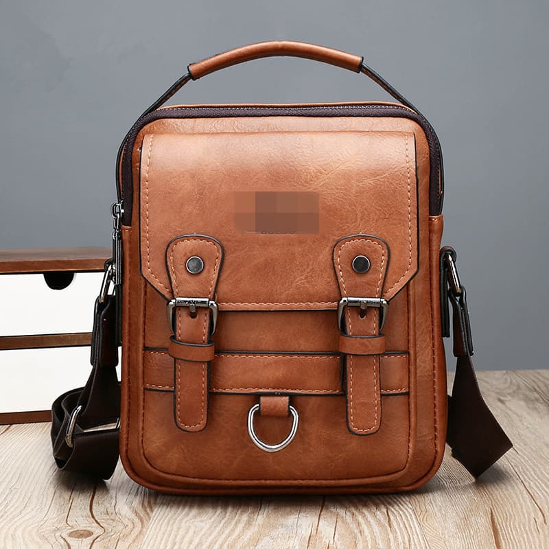 Men's Leather Bag New Retro Handbag Fashion Casual Crossbody Shoulder Bag Vertical Small Bag Cross-border Leather Bag for Men