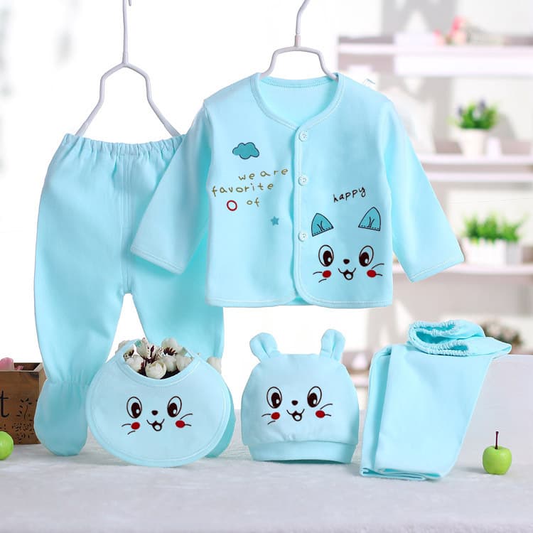 Infant Combed Cotton 5-Piece Underwear Set, Pure Cotton Multi-Piece Set, 0-3 Months Baby Underwear Pants