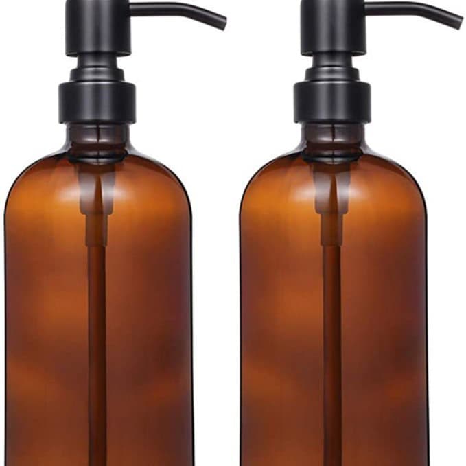 Amazon Supply Chain 16 Ounce Glass Hand Sanitizer Bottle Stainless Steel Press-type Dispensing Bottle Soap Dispenser