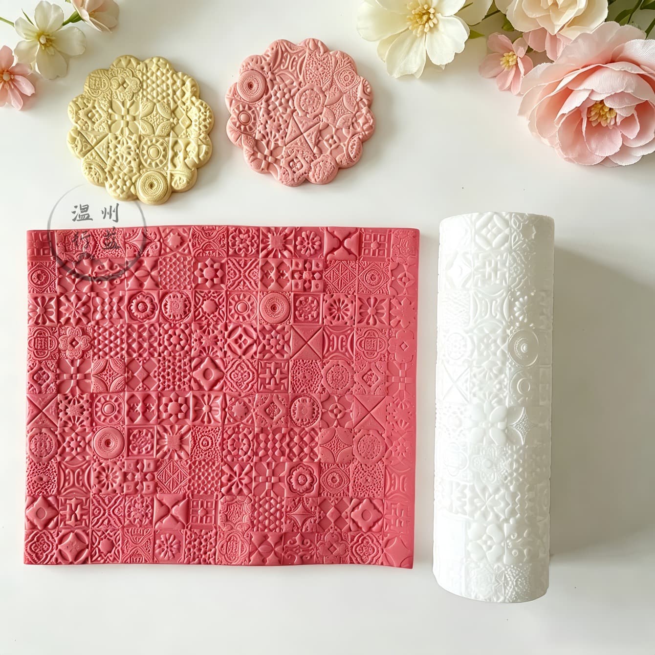 Moroccan tile pattern soft clay texture roller high-precision texture roller DIY earrings embossing mold