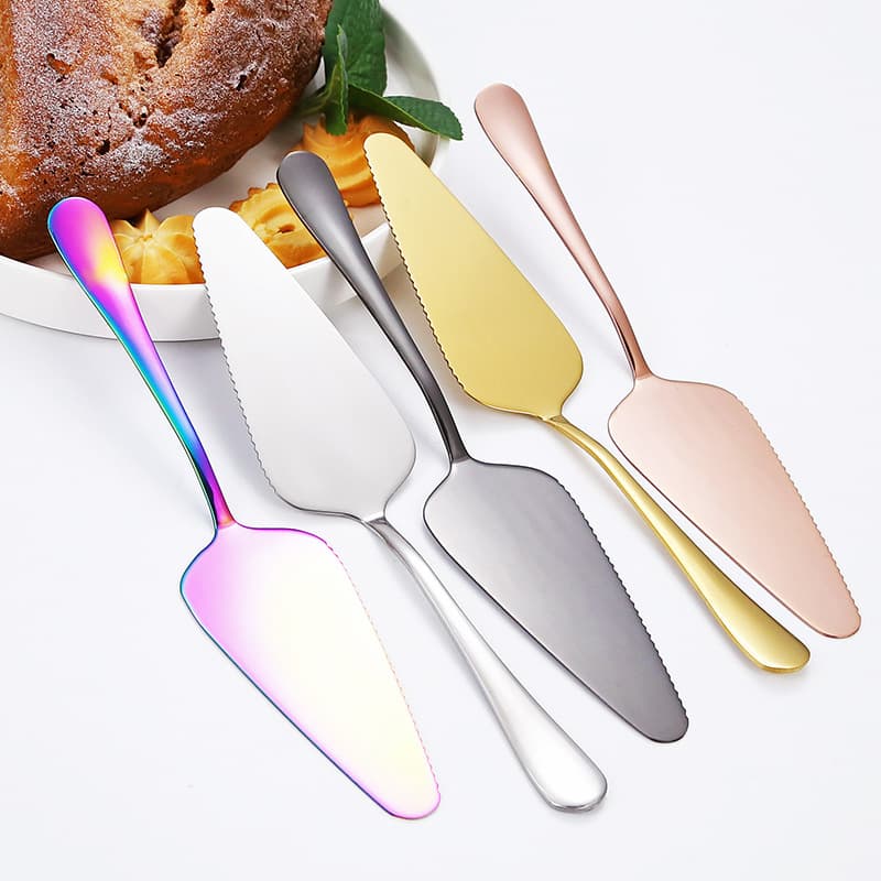 Cross-border Supply Stainless Steel 1010 Pizza Spatula Cake Spatula Gold Serrated Triangular Cutter Kitchen Baking Tool