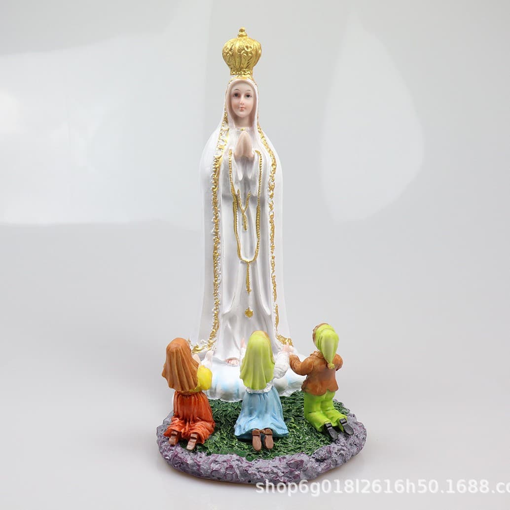 Pure White Virgin Mary Resin Craft Desktop Figurine Ornament Indoor Countertop Decoration