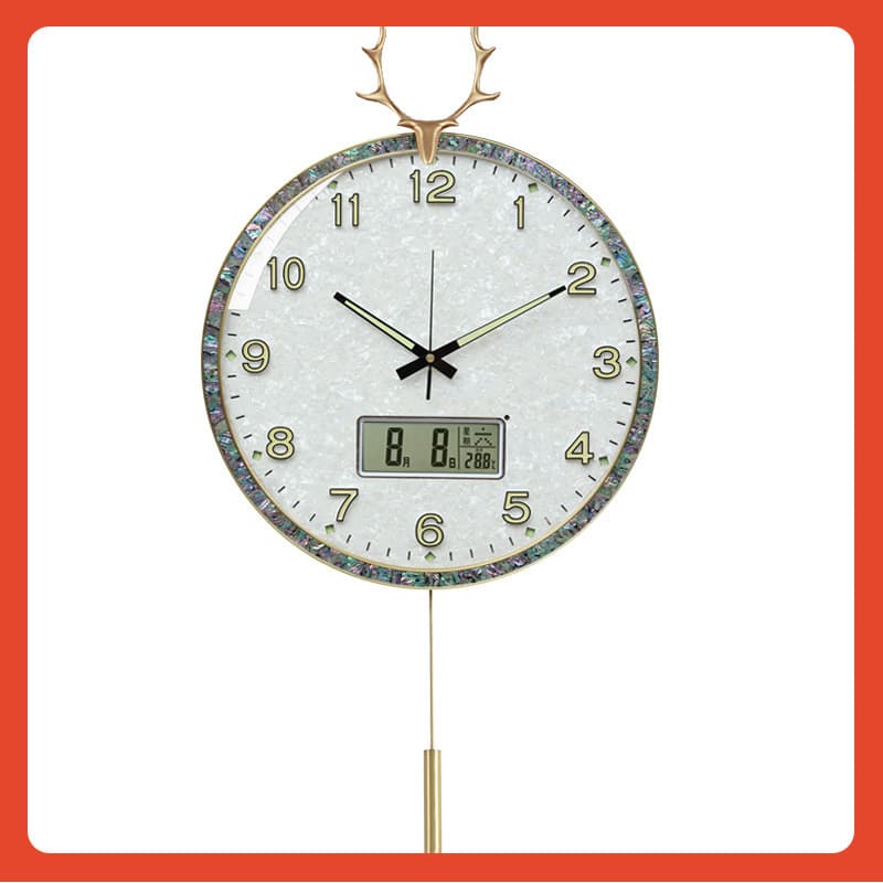∞ Night Light Radio Wave Clock Wall Clock for Living Room Home Use, Stylish 2024 New Model, Silent Wall Clock, Elegant and Simple