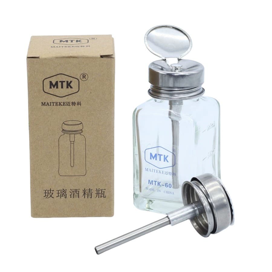 Push-button alcohol bottles, transparent thickened aluminum core, mobile phone repair, industrial alcohol bottles, nail art glass push-button bottles wholesale.