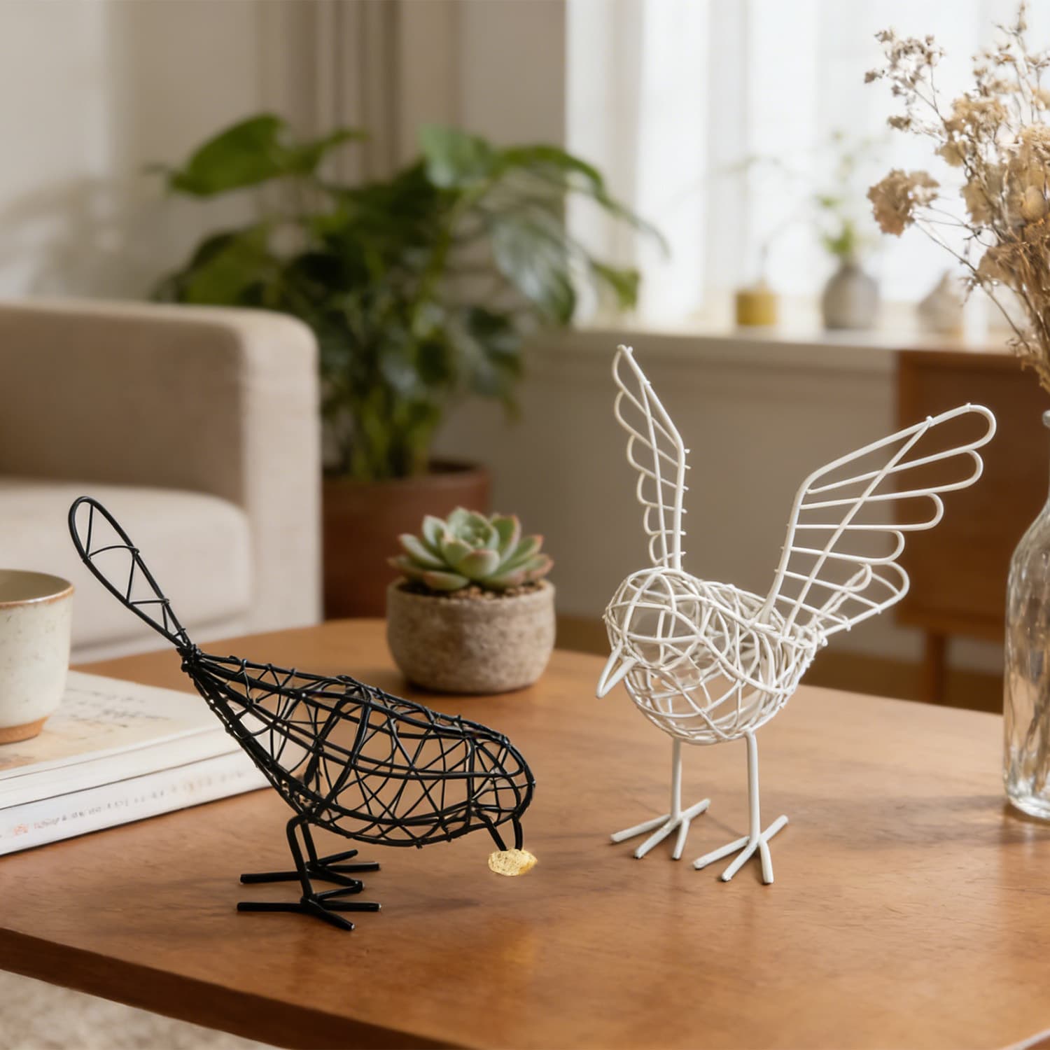 Simple Iron Art Hollow Couple Bird Porch Living Room Ornament Wine Cabinet Decoration Bedroom Dormitory Desktop Ornament Gift
