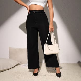 Cross-border Export New Wide Leg Pants Women Drape Suit Pants Casual Dropped Hem Narrow Straight Leg Pants Elegant Commuter