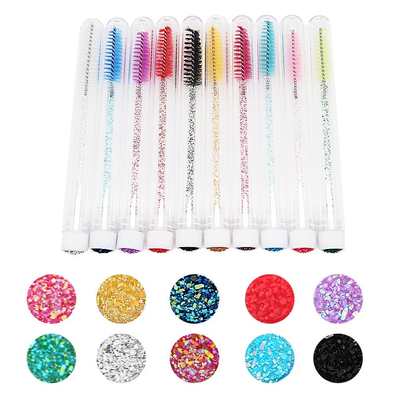 Export Tube Eyelash Brushes with Smiley Face Glitter, Individually Packed Multi-color Glitter Eyelash Brushes