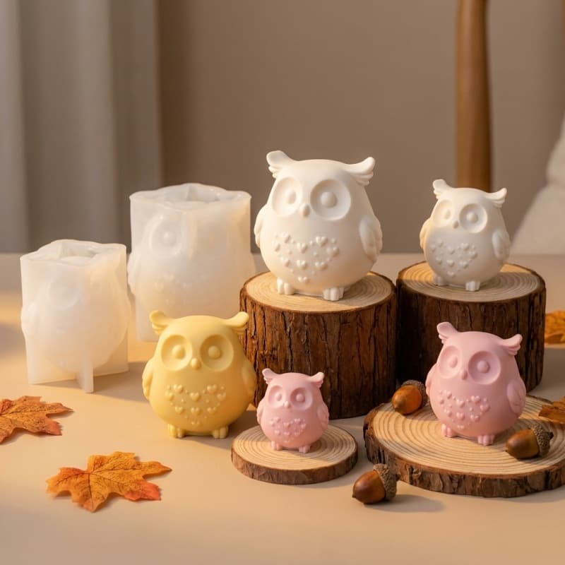 Sweet honey size owl ornament silicone mold scented candle mold plaster glue mold