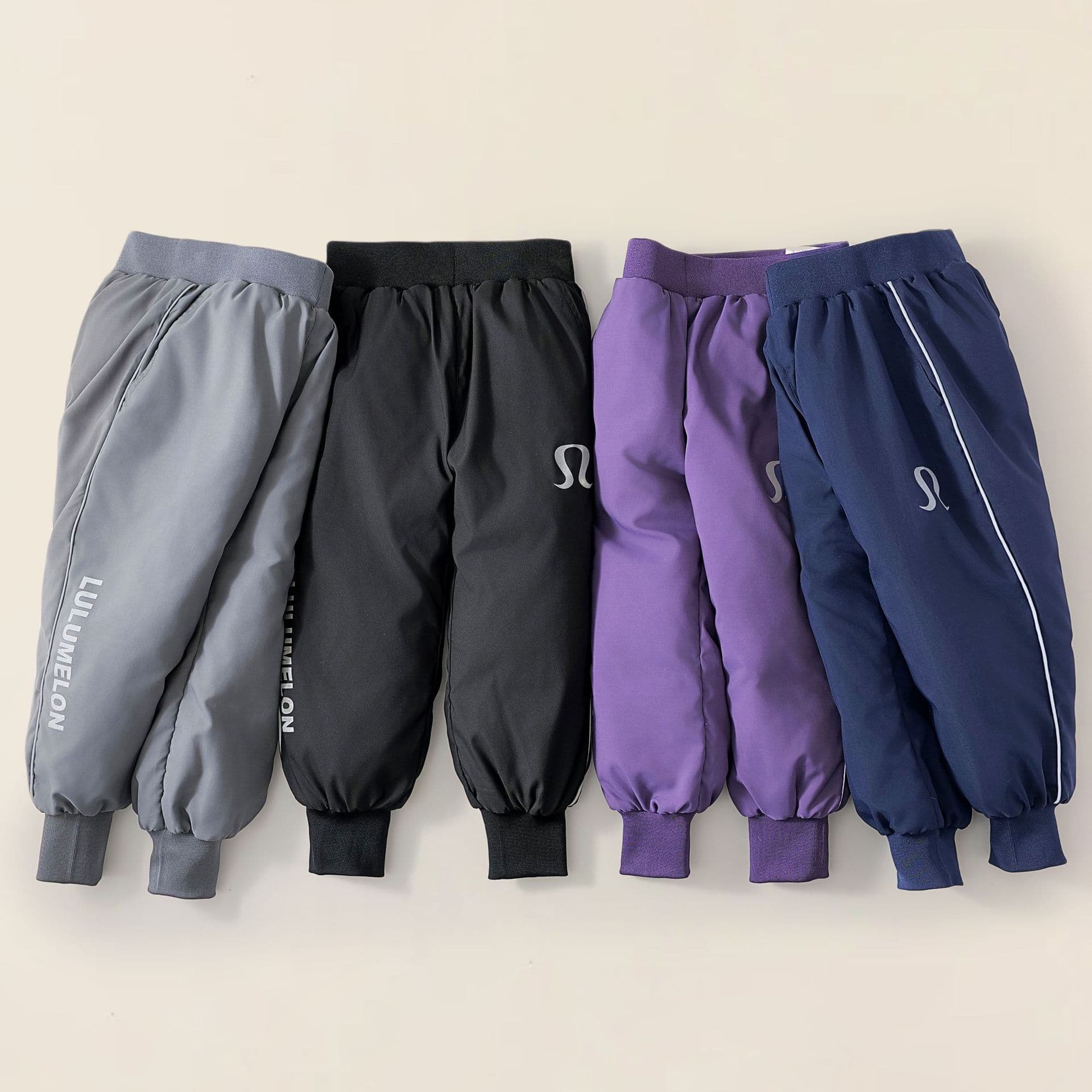 LuLu Children's Down Pants 2025 New Style Reflective Strips for Medium and Large Children, Boys and Girls, White Duck Down, Extra Large and Thick, Simple Style