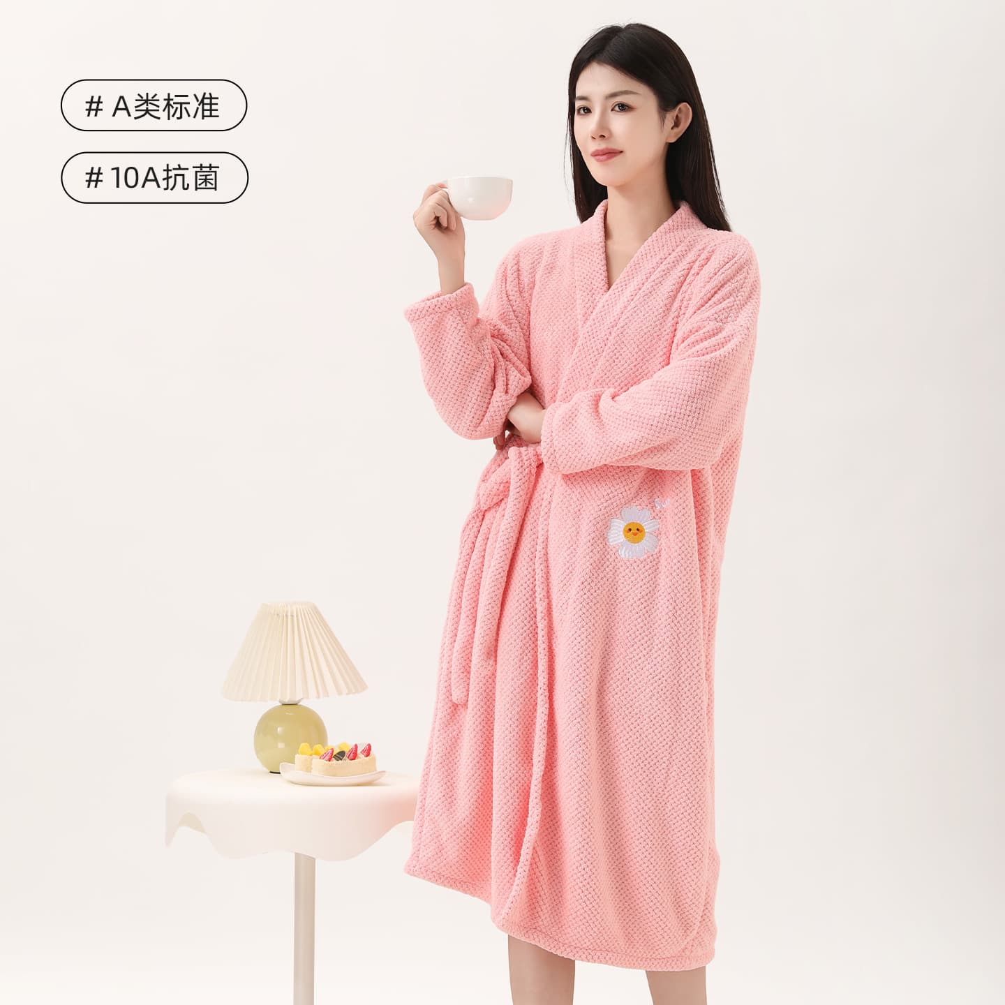 Drizzle Coral Fleece Bathrobe Pineapple Grid Wearable Towel Women's Summer New Adult Hooded Bath Wrap