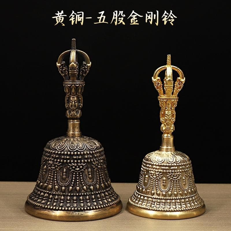 Imperial Selection Thick Large Handmade Vajra Ritual Item - Brass Vajra Bell and Pestle, Bronze-Imitating Bell with Clear Sound and Long Echo