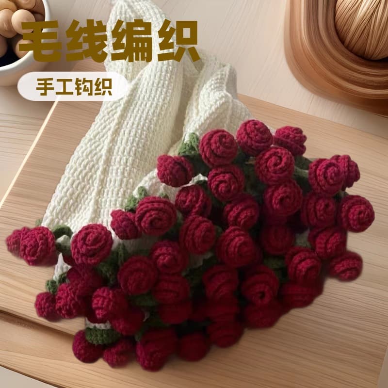 Finished Rose Sofa Throw Blanket Tulip Flower Blanket Hand Crocheted Yarn Blanket Cross-Border Supply