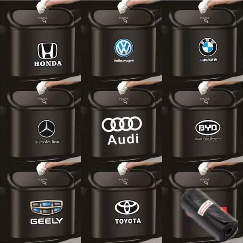 Car trash can for interior use in car, creative and cute car-mounted car storage bin to store garbage bags and car supplies