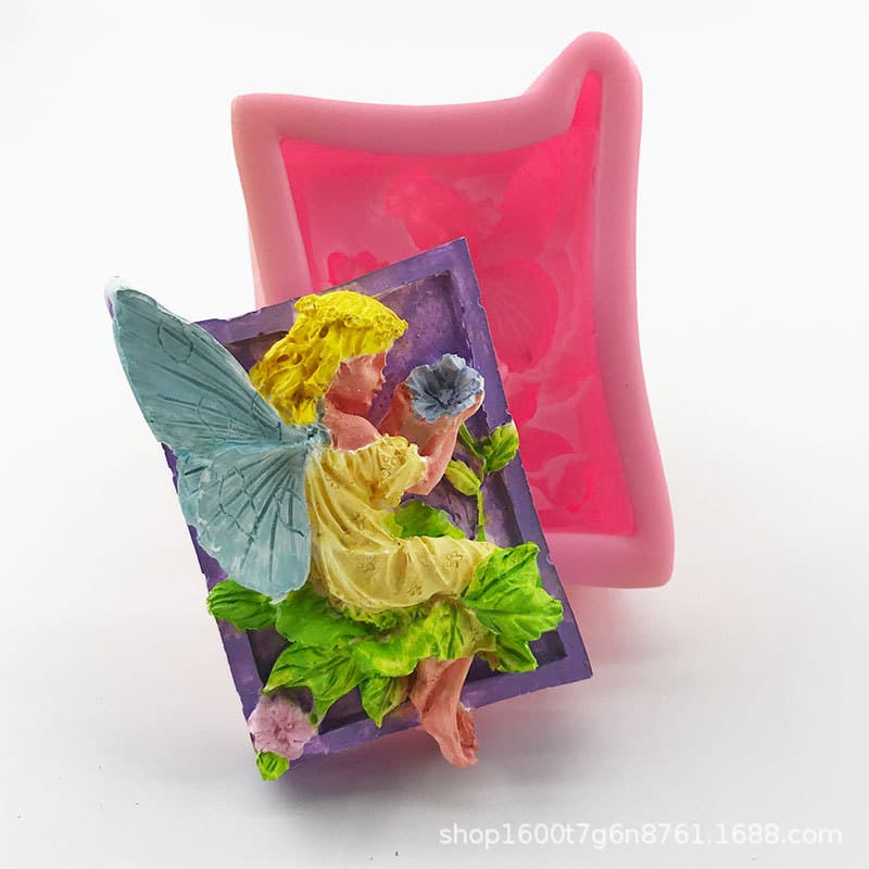3D Angel Girl Flower Fairy Silicone Mold for Fondant Chocolate Cake Baking Decoration