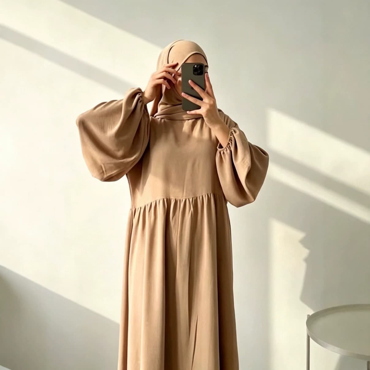 Cross-border women's long skirt solid color pleated loose casual dress robe with two-layer shawl and headscarf P333