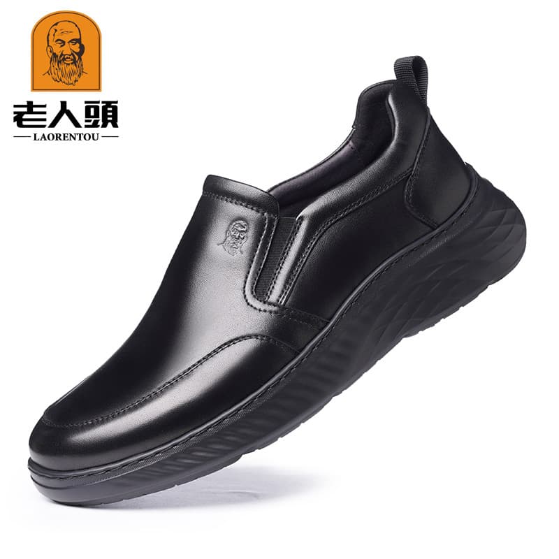 Comfortable Men's Leather Casual Shoes Business Elderly Head Shoes Versatile Daily Men Shoes 26602 Sewing Thread Element