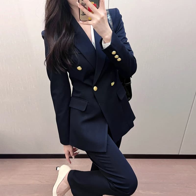 Women's professional suit jacket, 2026 new style, formal business suit two-piece set for college students' interviews and work.