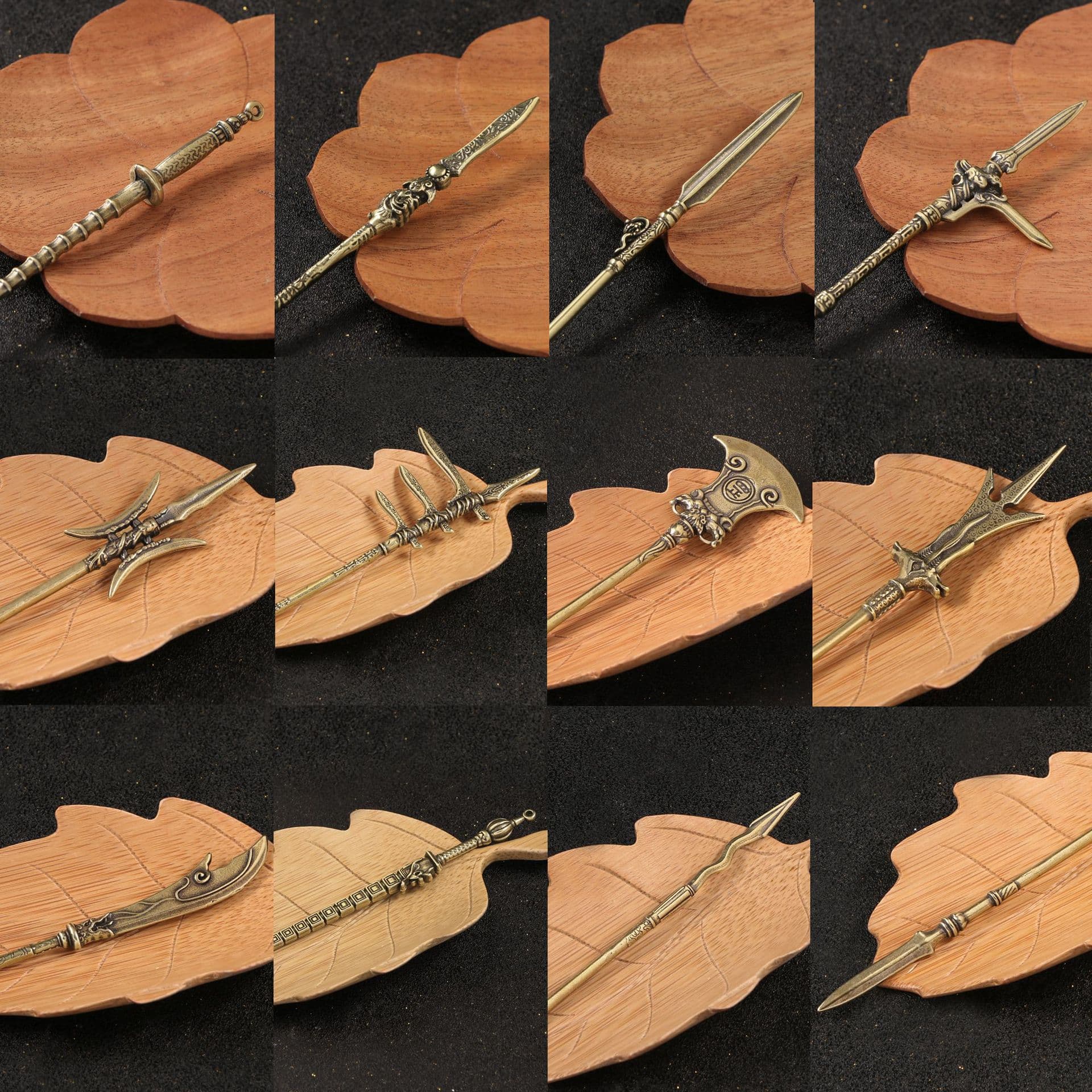 Antique-Style Vintage Ancient Cold Weapon Three Kingdoms Famous Generals Divine List Domineering Weapon Brass Ornament Pendant Collectible