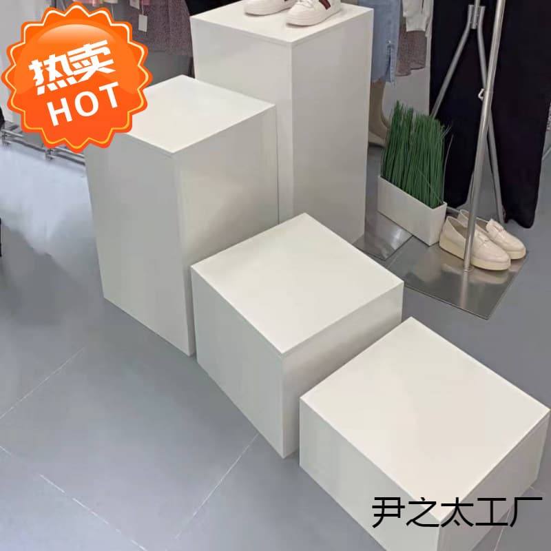 Wooden Mannequin Base Display Stand Pedestal Live Streaming Platform Square Clothing Store Window Display