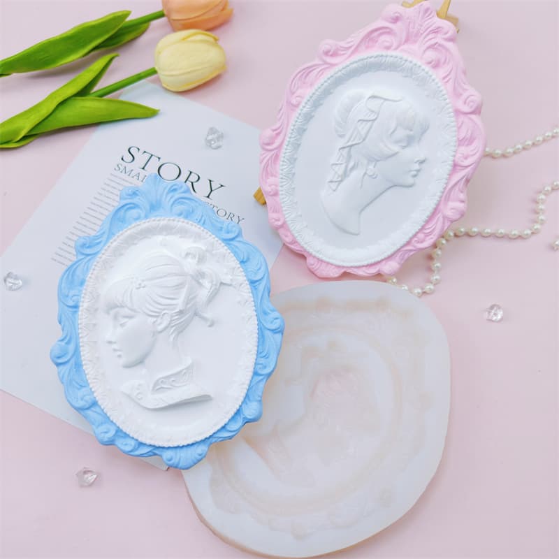 European-style Girl Relief Photo Frame Silicone Mold DIY Aromatherapy Plaster Painting Ornament Mold Resin Epoxy Mold