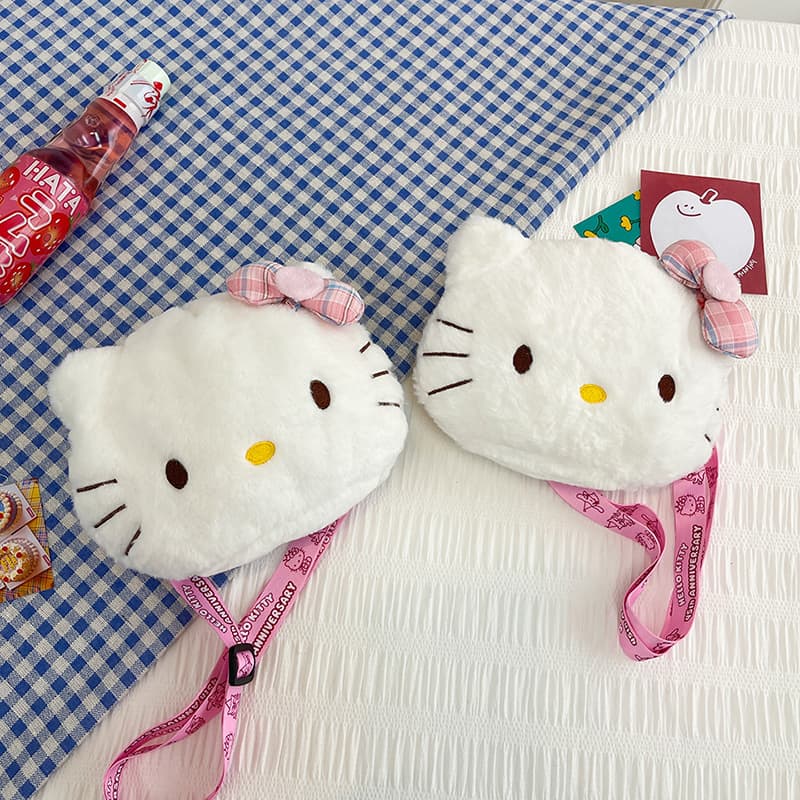New Plush Cartoon Doll Girls Crossbody Bag Cute Kitten Plush Kitty Cat Handbag Wholesale Trendy