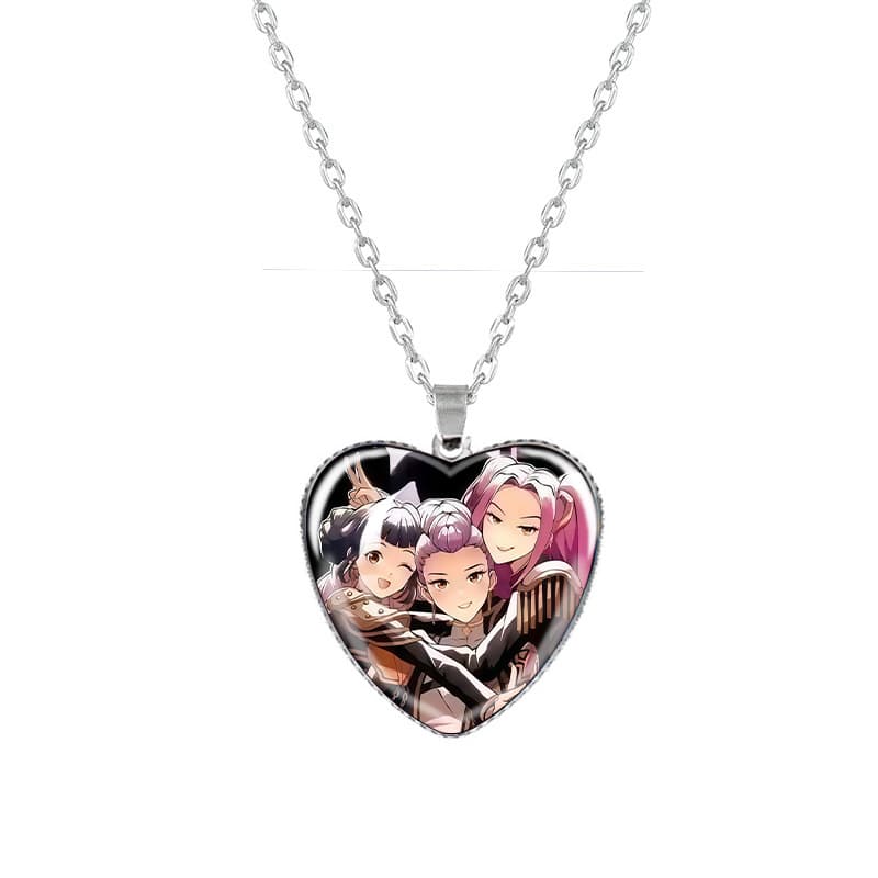 Kpop Demon Hunters Time Gem Heart Necklace Cross-border Best-selling Accessory Anime