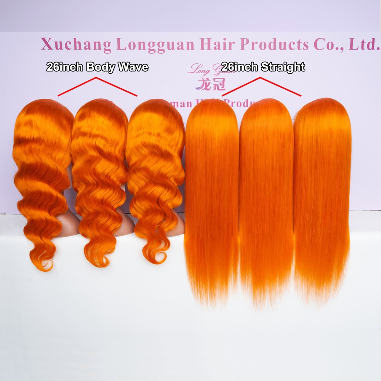 Factory direct wholesale! Custom made and sampling available. Orange Straight 13X4 Lace Front Wig
