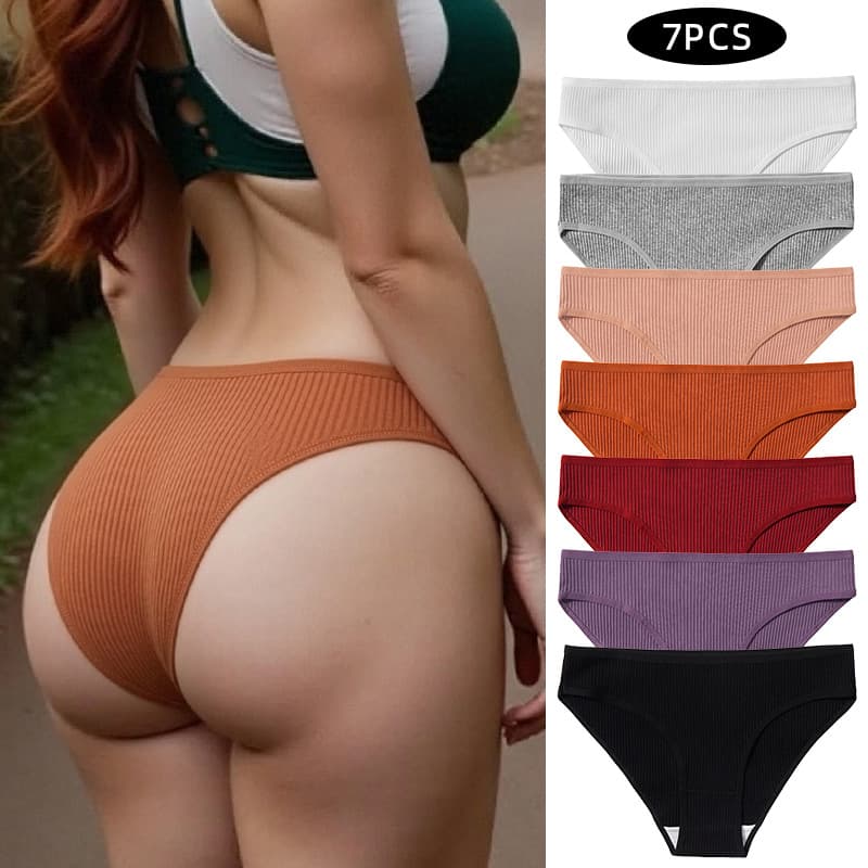 Women's Underwear New Arrival Export Stock Ribbed Ladies Panties Triangle Panties Cross-Border European Panties