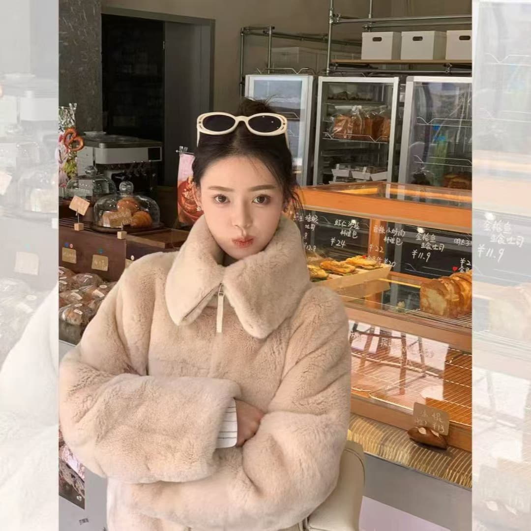 Anna Winter Stand Collar Slim Fit Faux Fur Coat Women's Vintage Elegant Style Eco-Friendly Faux Fur Thick Warm