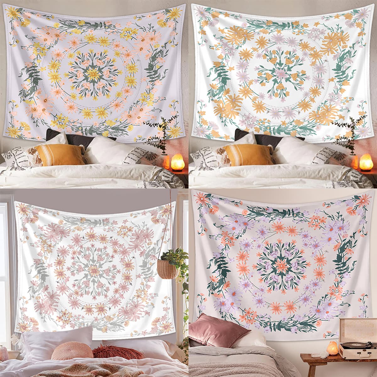 Cross-border foreign trade Bohemian tapestry floral background cloth tarot card ethnic style wall decoration hanging cloth dropshipping