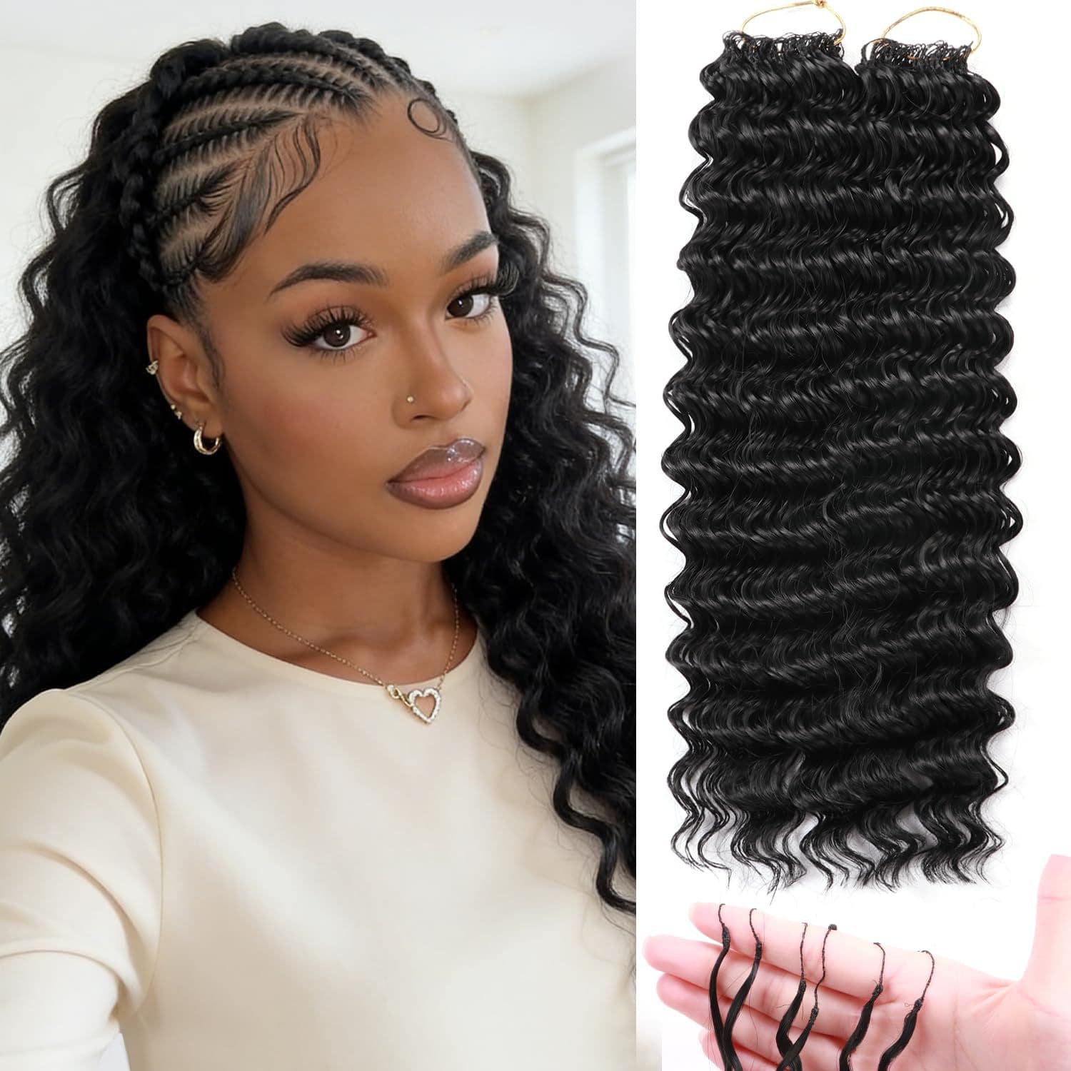 Crochet hair extensions human hair deep wave human hair bundles Xuchang wigs human hair wigs