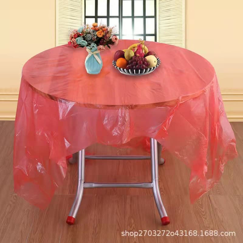 Processed PE red banquet disposable tablecloth film, white/yellow/red/blue furniture table cover film, printed film
