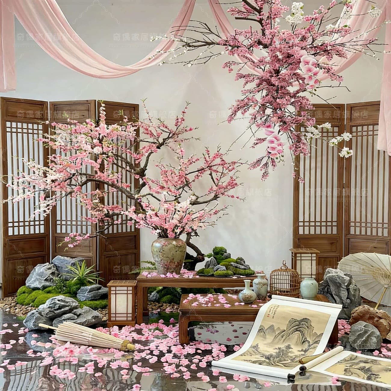 Artificial Cherry Blossom Tree Peach Blossom Tree Internet Celebrity Bionic Wishing Tree Landscape Decoration Japanese Wedding Wedding Celebration Artificial Flower Arrangement