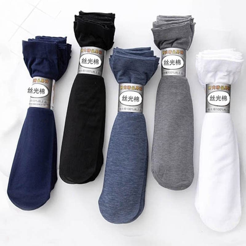 Men's thin mid-calf socks for spring and summer, breathable short-calf mercerized cotton anti-slip business wear-resistant socks, men's sheer socks