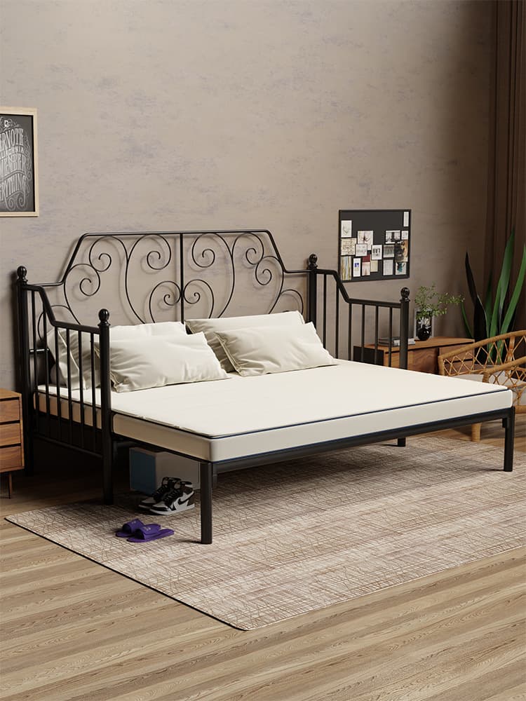 New Adjustable Iron Art Sofa Bed, Dual-Purpose Sitting and Lying, Iron Bed 1.8m Double Bed, Telescopic Push-Pull Drawer Bed