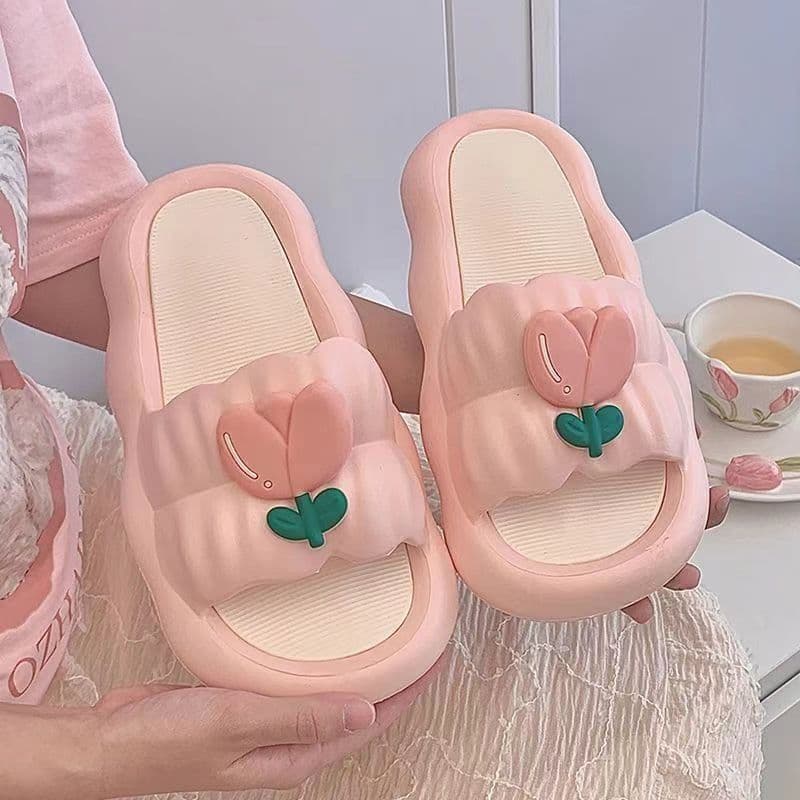 Tulip Slippers for Women, Premium Home Slippers, Fairy Style, Sweet Summer, Internet Celebrity, Non-Slip, Cloud-Like Comfort Sandals