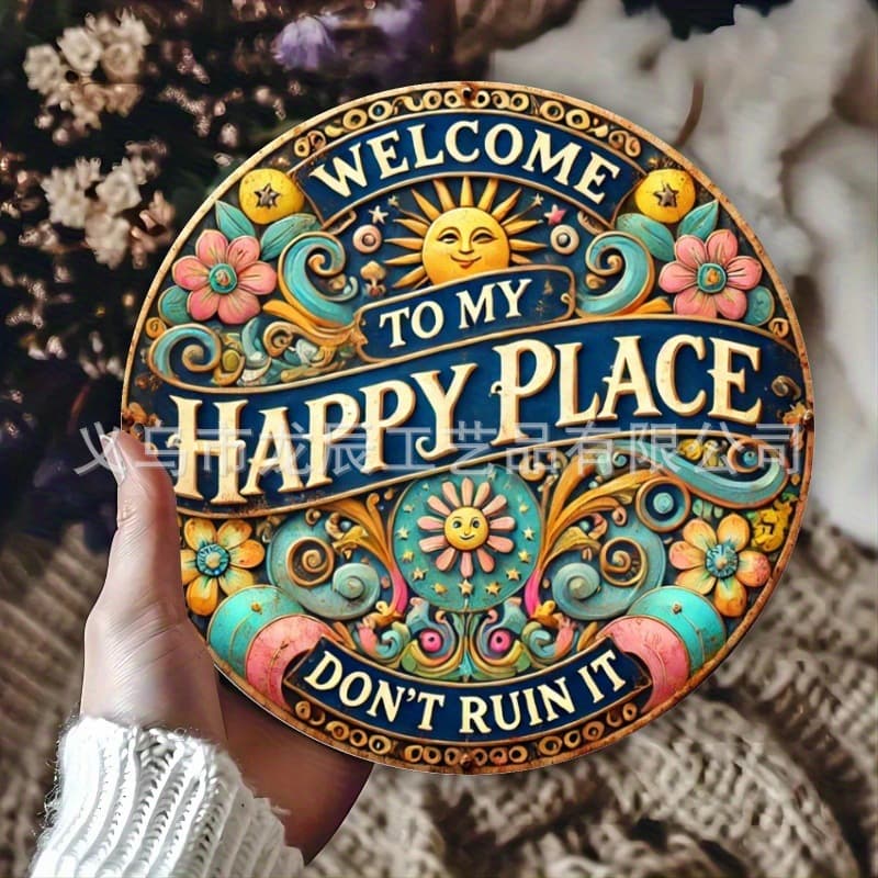 Foreign trade spot retro nostalgic round iron sign listing wall decoration column welcome door number metal sign wall art