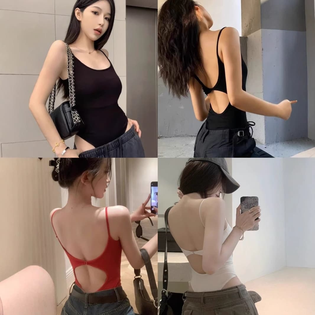 European and American Spice Girls Backless Sling Red Vest Women's Outerwear Innerwear Summer Pure Desire Base Sexy Black Top Trendy