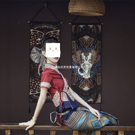 Xishuangbanna Traditional Dai Ethnic Costume Wine Red Tube Skirt Set Southeast Asian Style Clothing Short Sleeve Three-Quarter Sleeve