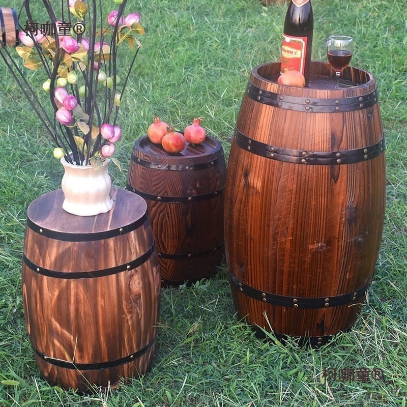 Barrel Exhibition Ornaments Manor Oak Barrel Decoration Wooden Barrel Red Wine Wedding Bar Props Beer Real Wheat Taibao